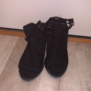 Black open toe heel